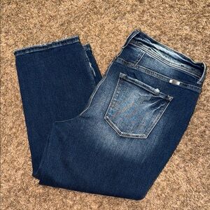 KanCan Midnight Blue ankle crop distressed jeans size 18